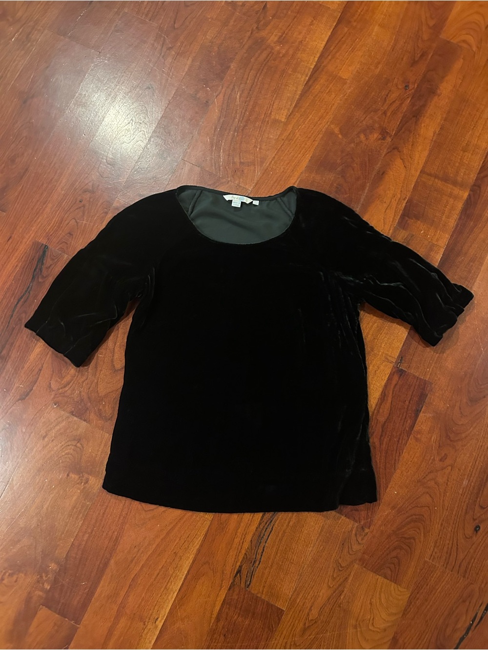 Boden Deep Dark Green Velvet Scoop Neck Top